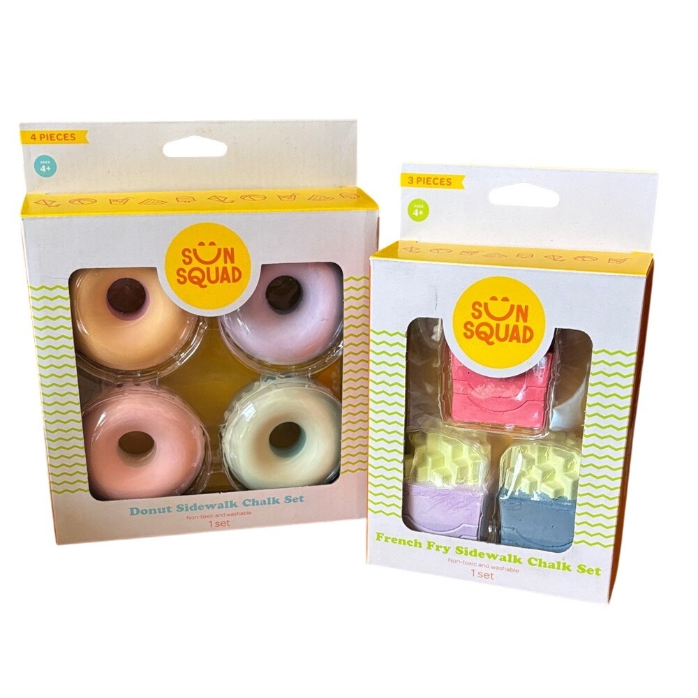Sun Squad Sidewalk Chalk Set: 4 Donuts & 3 French Fries NIP